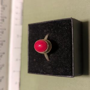 Vintage Sterling Silver Red Stone Ring